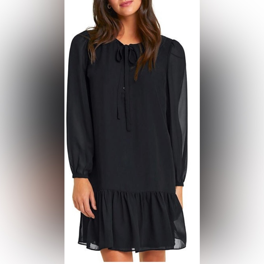 Draper James black tie neck flounce dress. Size XXL. EUC
